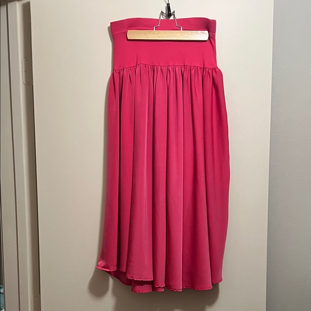 Chic Pink Set with Midi Drop Waist Skirt and Off Shoulder Cropped Top